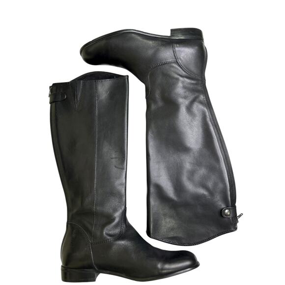Ciao Bella Black Leather Riding Boots Back Zipper - Picture 3 of 10